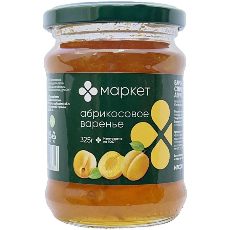 Изображение товара Абрикосовое варенье стерилизованное 325г Маркет Перекрёсток надежный продукт