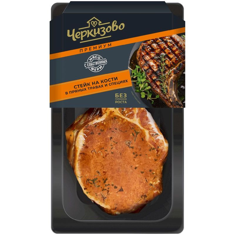 Изображение товара Стейк из свинины Черкизово на кости в пряных травах и специях 250г охлажденный