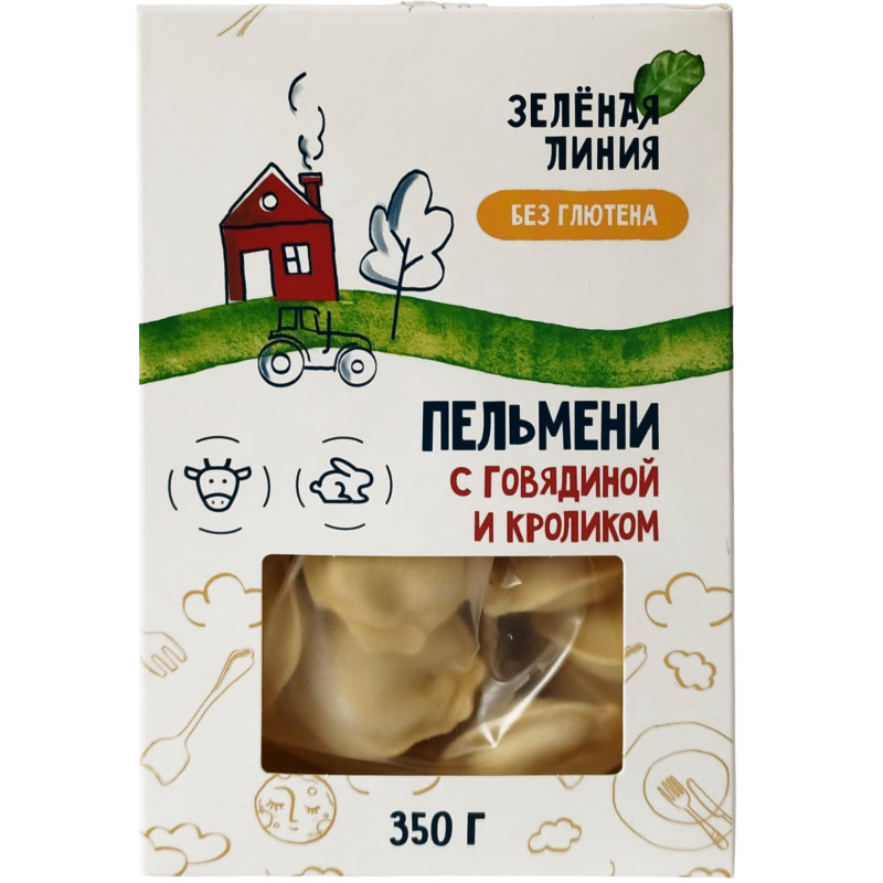 Изображение товара Пельмени с говядиной и кроликом без глютена 350 г Зелёная Линия