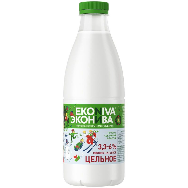 Изображение товара Молоко ЭкоНива пастеризованное цельное 3. 3-6% 1л Россия