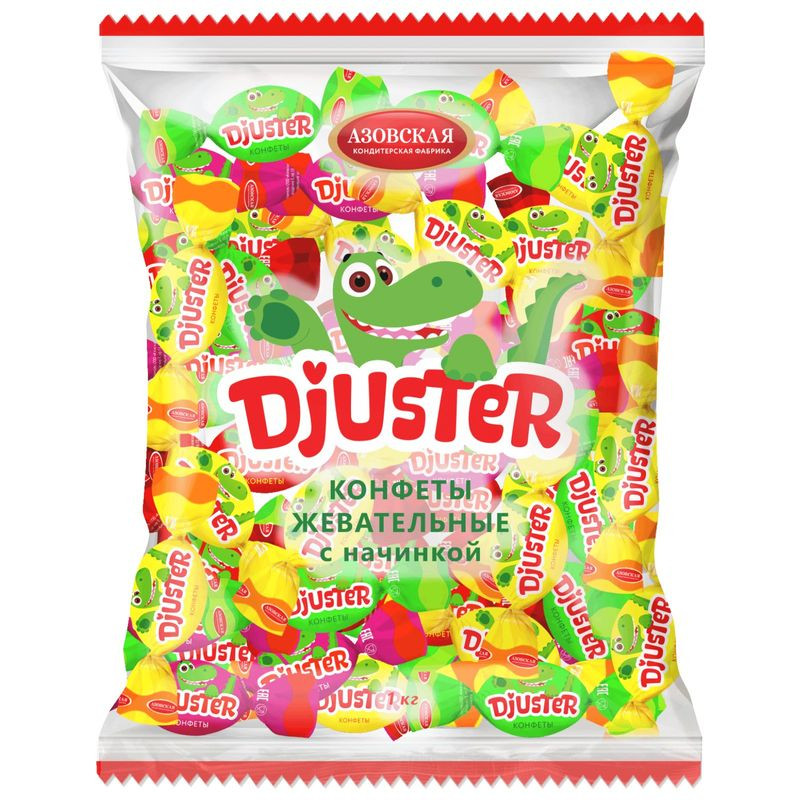 Изображение товара Конфеты Азовская КФ Djuster жевательные с начинкой 410 ккал Россия