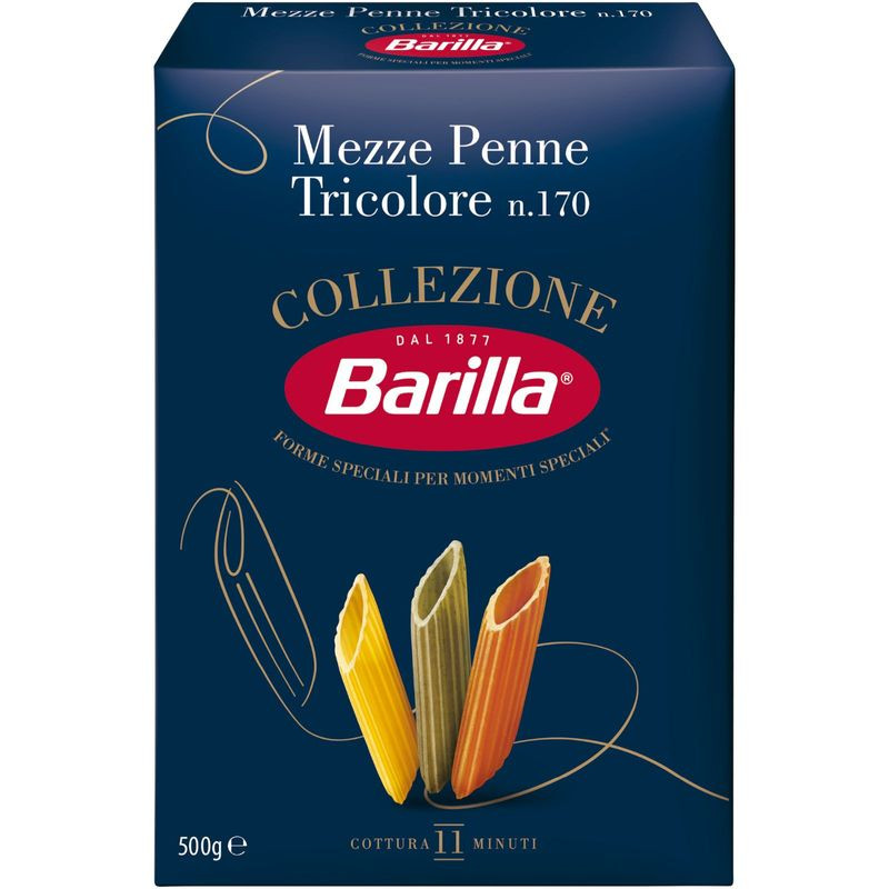 Изображение товара Макароны Barilla Mezze Penne Tricolore из твердых сортов пшеницы 500г