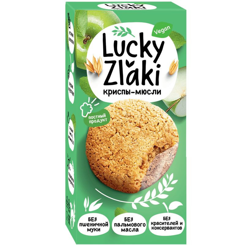 Изображение товара Криспы-мюсли Lucky Zlaki 100 г овсяные хрустящие зерновые напитки