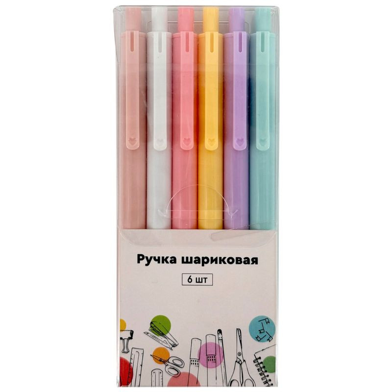 Изображение товара Набор шариковых ручек Пастель 6 шт черные качественные и стильные
