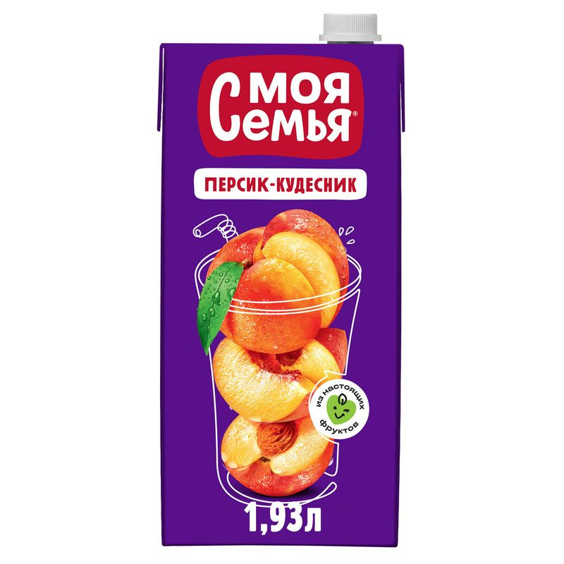 Изображение товара Напиток сокосодержащий Моя Семья груша-яблоко-персик 1.93л натуральный вкус