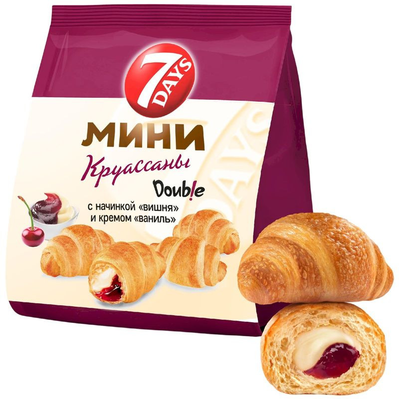 Изображение товара Круассаны 7Days мини с двойной начинкой Вишня и ваниль 265 г