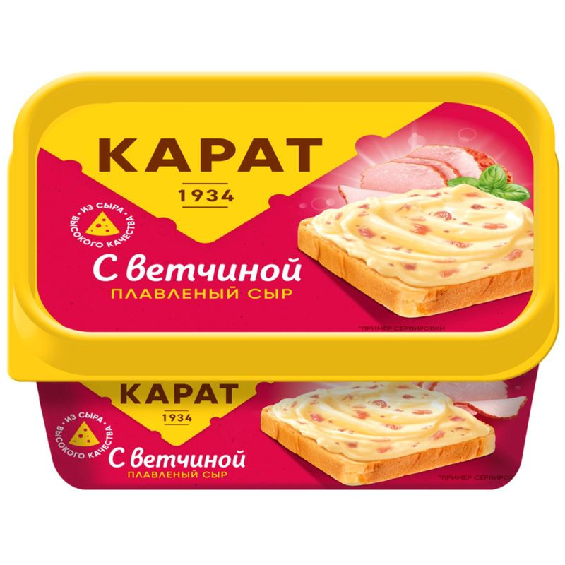 Изображение товара Сыр плавленый Карат Плюс Сливочный с ветчиной 45% 400г