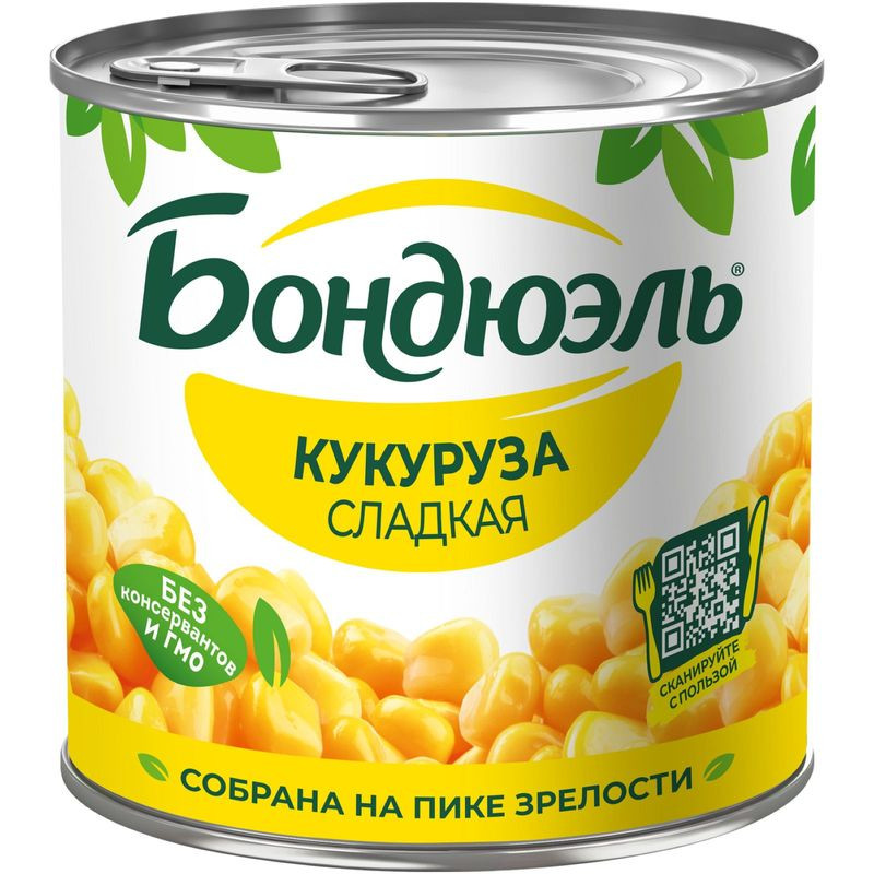 Изображение товара Кукуруза Бондюэль сладкая в зернах 340г - консервы из Франции