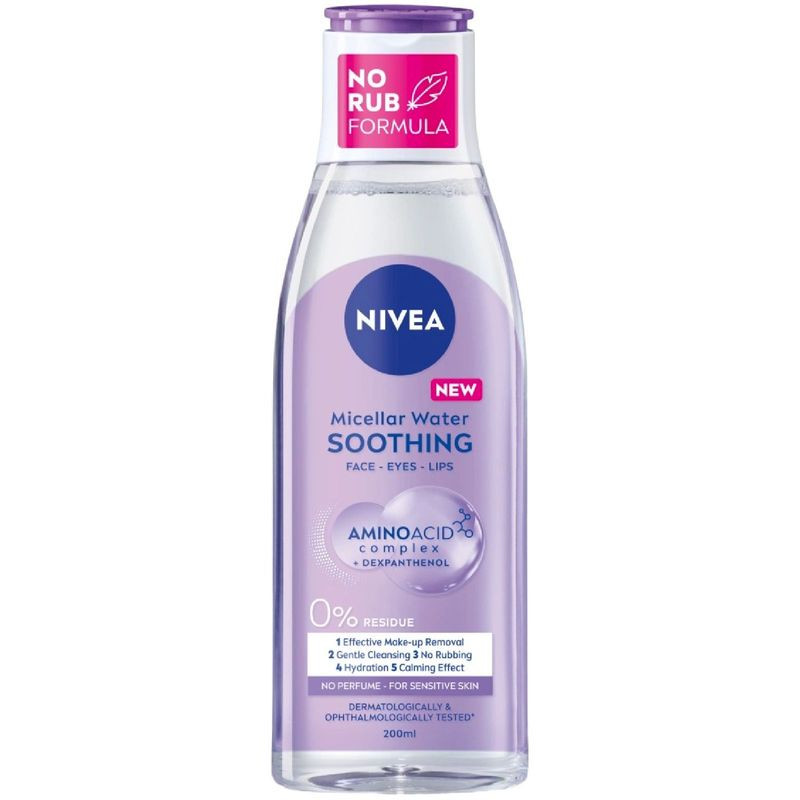 Изображение товара Мицеллярная вода Nivea Soothing для лица глаз и губ 200 мл - мягкое очищение для всей кожи