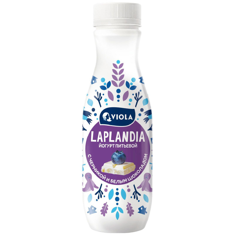Изображение товара Йогурт питьевой Viola Laplandia с черникой и белым шоколадом 2.5%, 260г