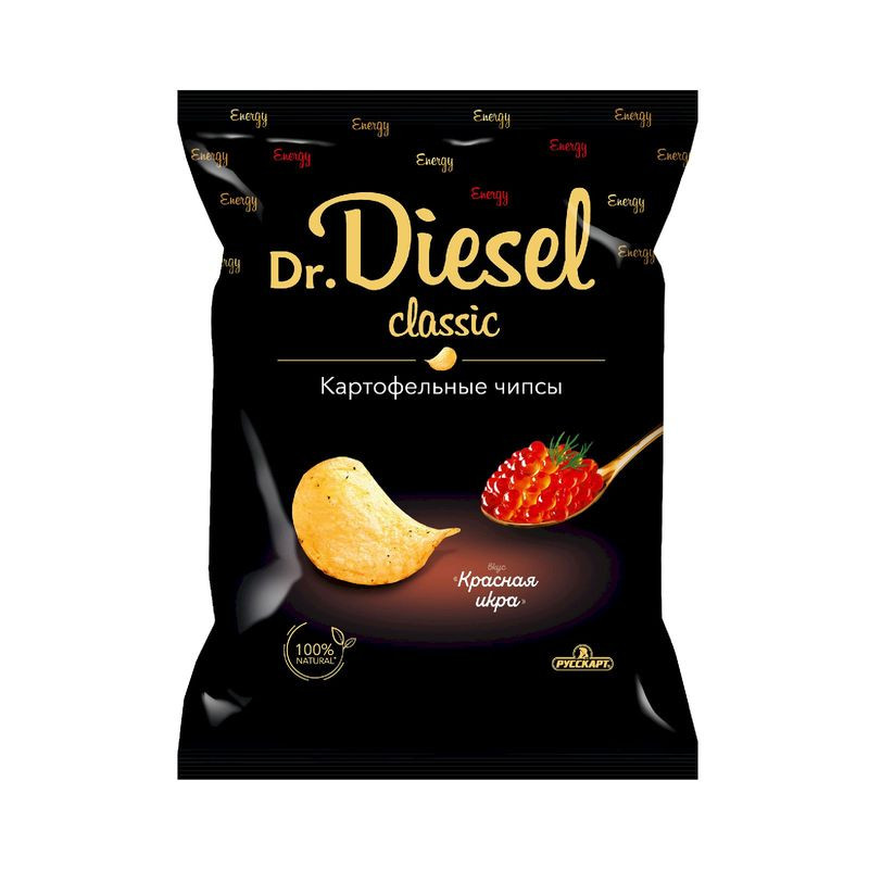 Изображение товара Чипсы Dr. Diesel со вкусом красной икры, 120 г из натурального картофеля