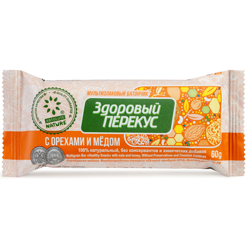 Изображение товара Батончик-мюсли Здоровый Перекус орехи-мёд, 60г