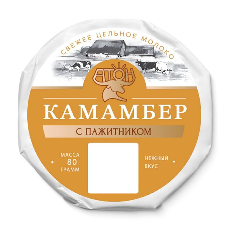 Изображение товара Мягкий сыр Камамбер с пажитником Атон 80 г натуральный