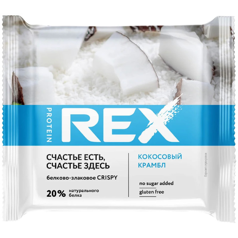 Изображение товара Хлебцы Protein Rex Crispy протеиново-злаковые кокосовый крамбл, 55г