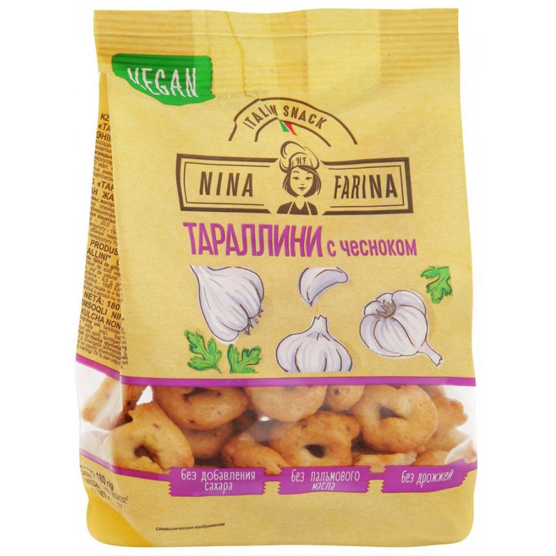 Изображение товара Тараллини Nina Farina с чесноком 180г натуральная закуска итальянского производства