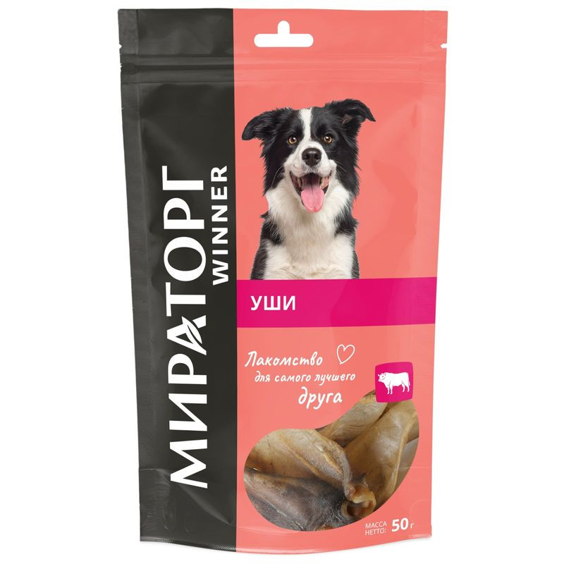 Изображение товара Лакомство Мираторг уши сушёные говяжьи для собак 50г