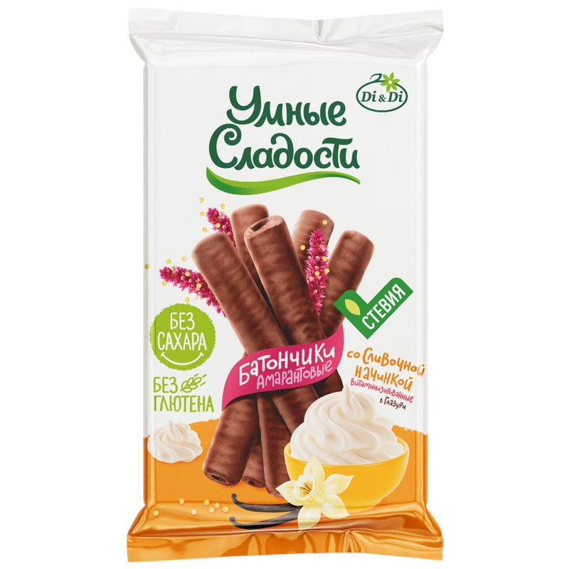 Изображение товара Батончик ДиДи Умные сладости со сливочной начинкой амарантовые без глютена 20г
