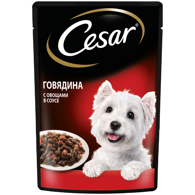 Изображение товара Влажный корм Cesar для взрослых собак с говядиной и овощами в соусе, 85г
