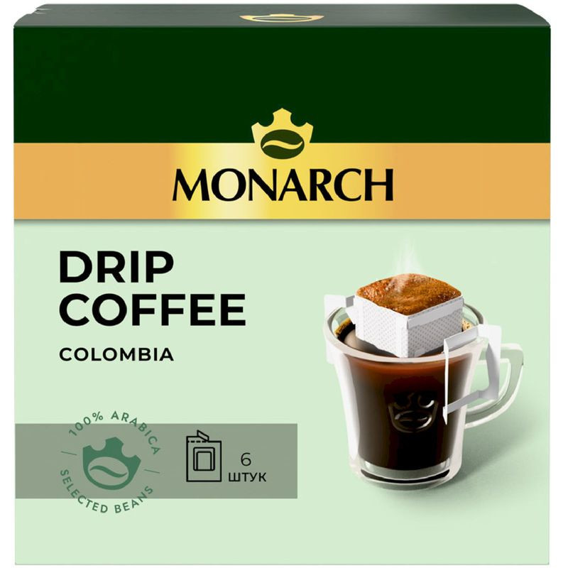 Изображение товара Молотый кофе Monarch Arabica Colombia 6х11г - натуральный ароматный напиток
