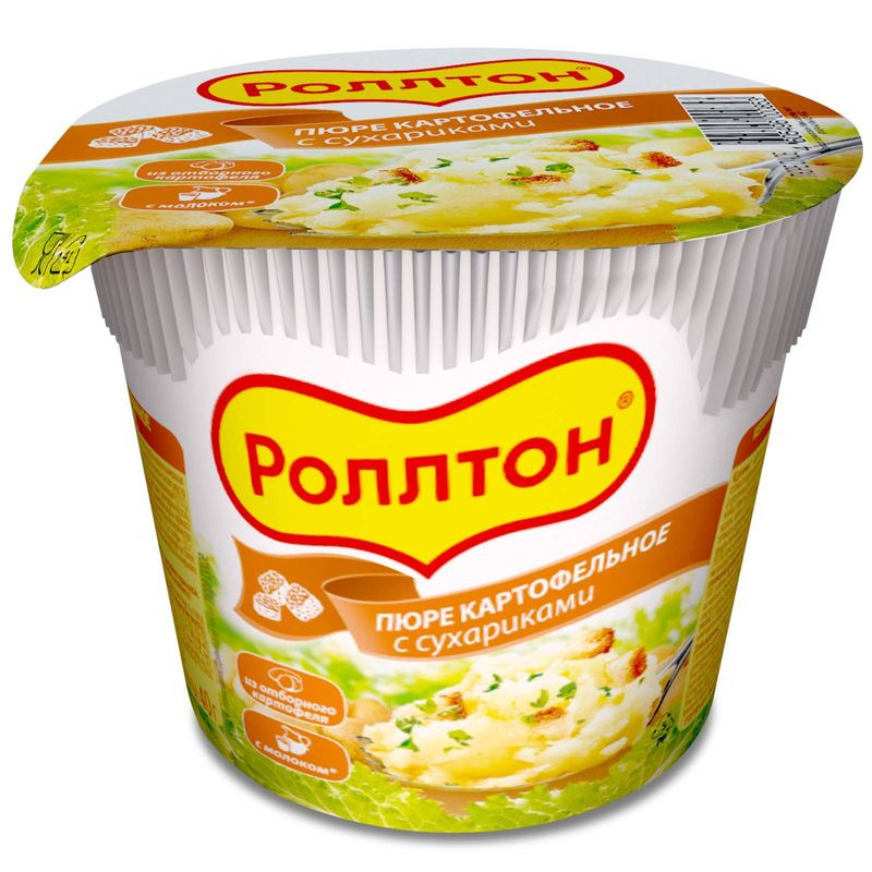 Изображение товара Пюре Роллтон картофельное сухариками 40г - овощной вкус, быстрое приготовление