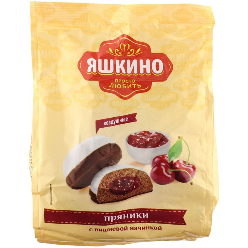 Изображение товара Пряники Яшкино с вишнёвой начинкой 350 г вкусное лакомство для всей семьи