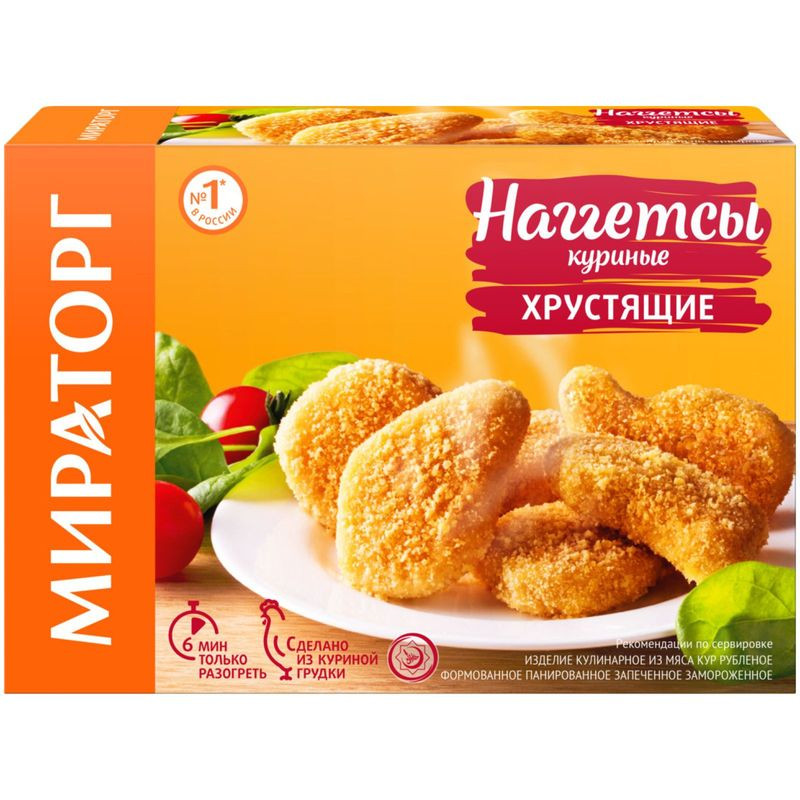 Изображение товара Наггетсы куриные Мираторг хрустящие замороженные 250г