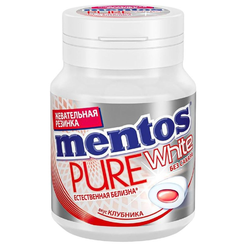 Изображение товара Жевательная резинка Mentos Pure White Клубника 54г освежающий вкус
