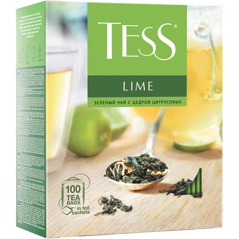 Изображение товара Чай Tess Лайм зелёный байховый в пакетиках, 100х1.5г