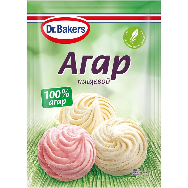Изображение товара Агар Dr. Bakers пищевой 7г для приготовления желе и десертов