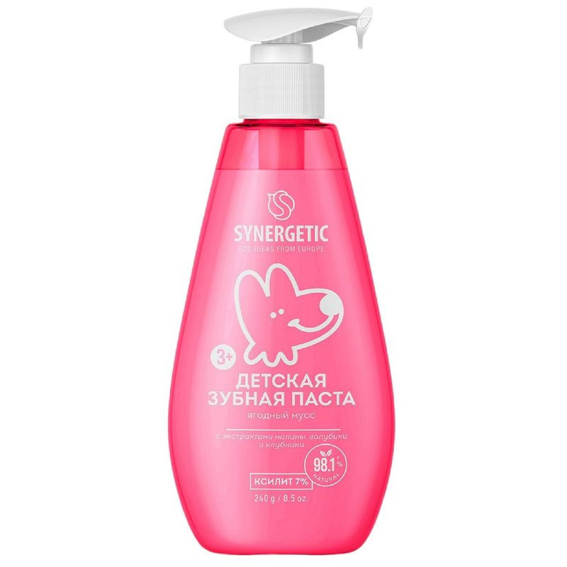 Изображение товара Детская зубная паста Synergetic Ягодный мусс 240 г для гигиены ребенка