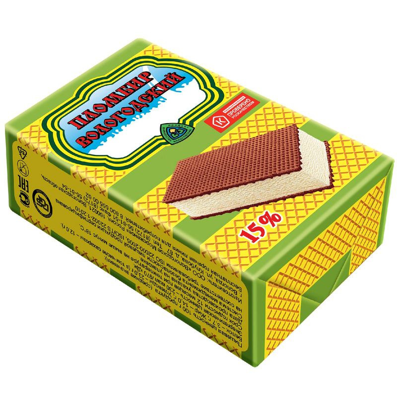 Изображение товара Пломбир Вологодский на вафлях 14% 90г - вкусное мороженое