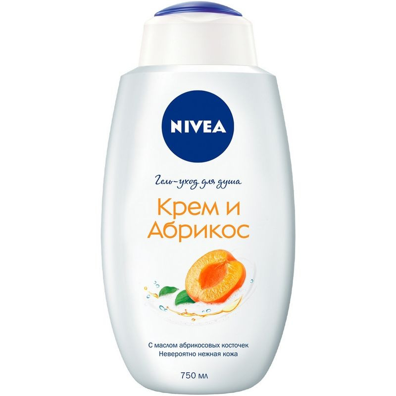 Изображение товара Nivea Гель для душа Крем абрикос 750 мл для женщин натуральный уход освежающий аромат