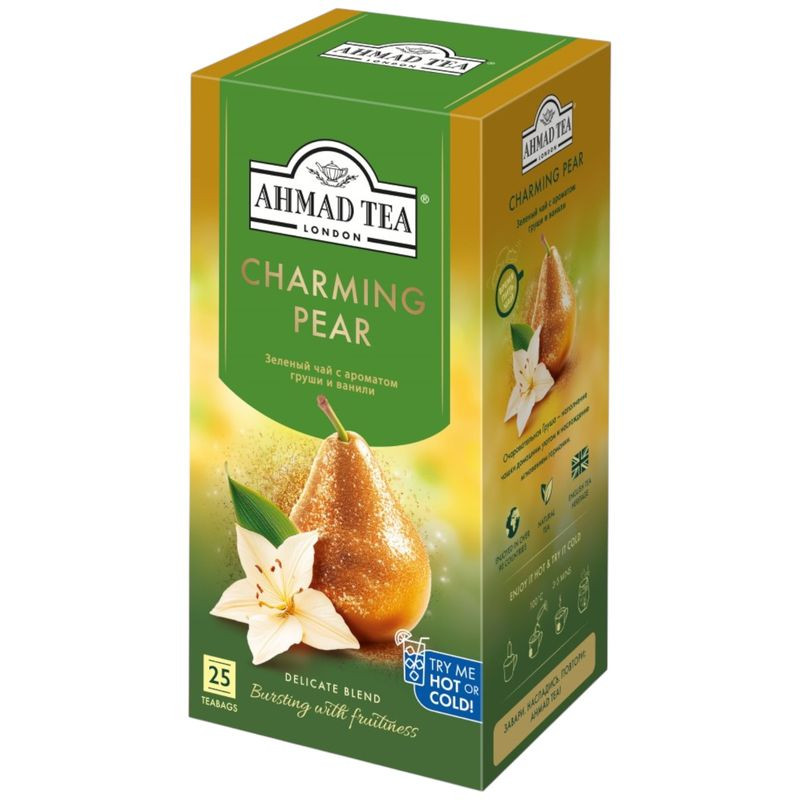 Изображение товара Зеленый листовой чай Ahmad Tea с ароматами груши и ванили 37.5 г