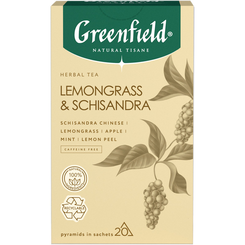 Изображение товара Чай Greenfield Natural Tisane Lemongrass & Schisandra, 20х1,8г