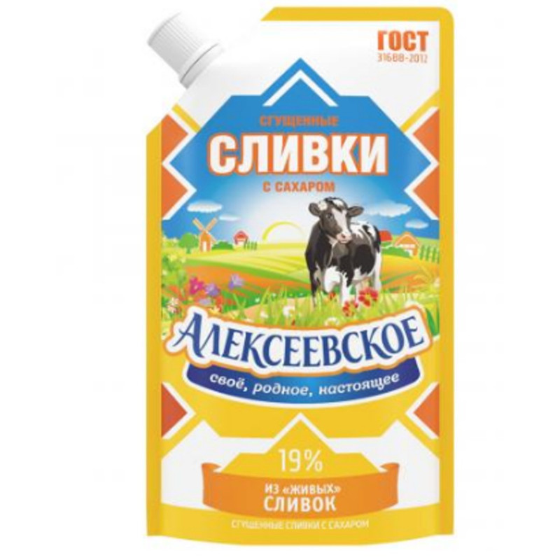 Изображение товара Сливки сгущённые Алексеевское с сахаром 19%, 270мл