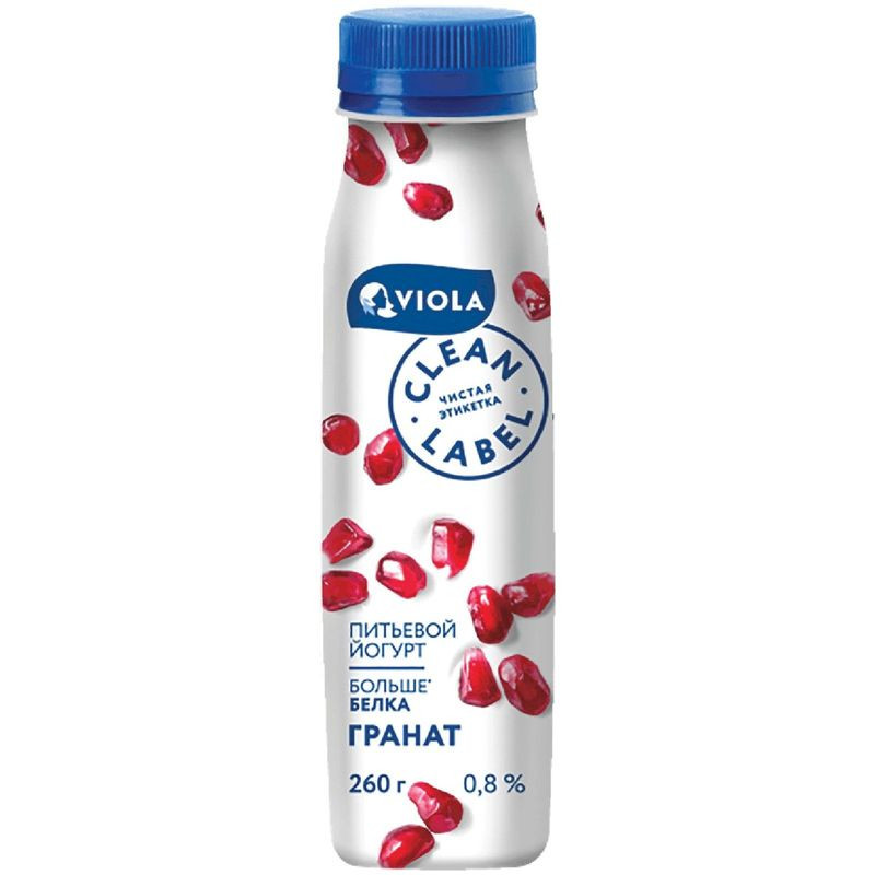 Изображение товара Йогурт питьевой Viola Гранат 0.8% 260 г натуральный и полезный напиток