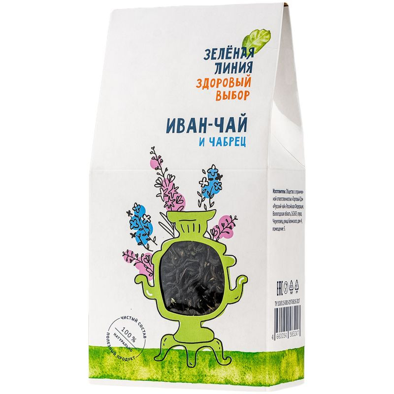 Изображение товара Напиток чайный Иван-чай с чабрецом 60 г Зелёная Линия