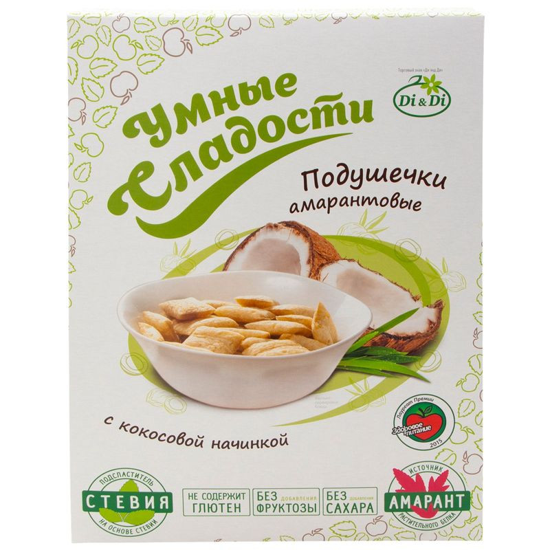 Изображение товара Подушечки Di&Di Умные сладости с кокосовой начинкой без глютена и сахара 220г