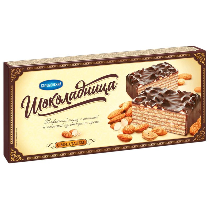 Изображение товара Вафельный торт Шоколадница с миндалем 230 г - шоколадный десерт с орехами