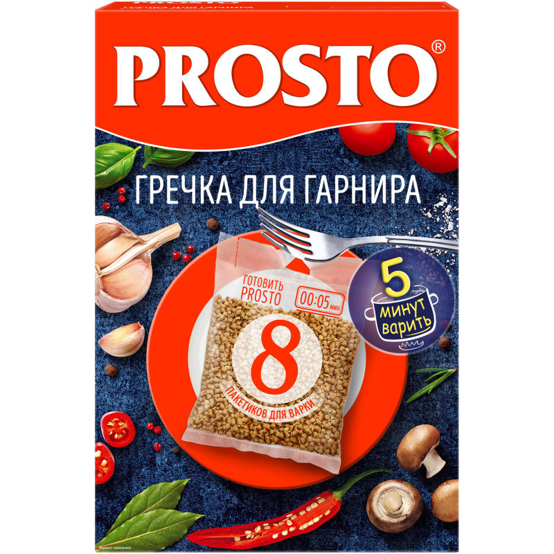 Изображение товара Гречка Prosto для гарнира быстроразваривающаяся, 8х62.5г
