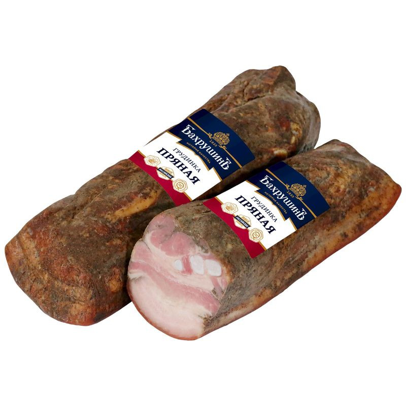 Изображение товара Грудинка Бахрушинъ пряная копчёно-варёная  Вес 1 кг Россия