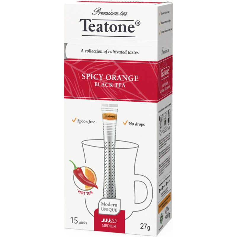 Изображение товара Чай Teatone Пряный апельсин в стиках чёрный, 15х1,8г