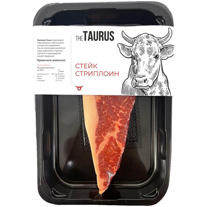 Изображение товара Стейк говяжий Taurus стриплойн охлаждённый 320 г – отборное мясо