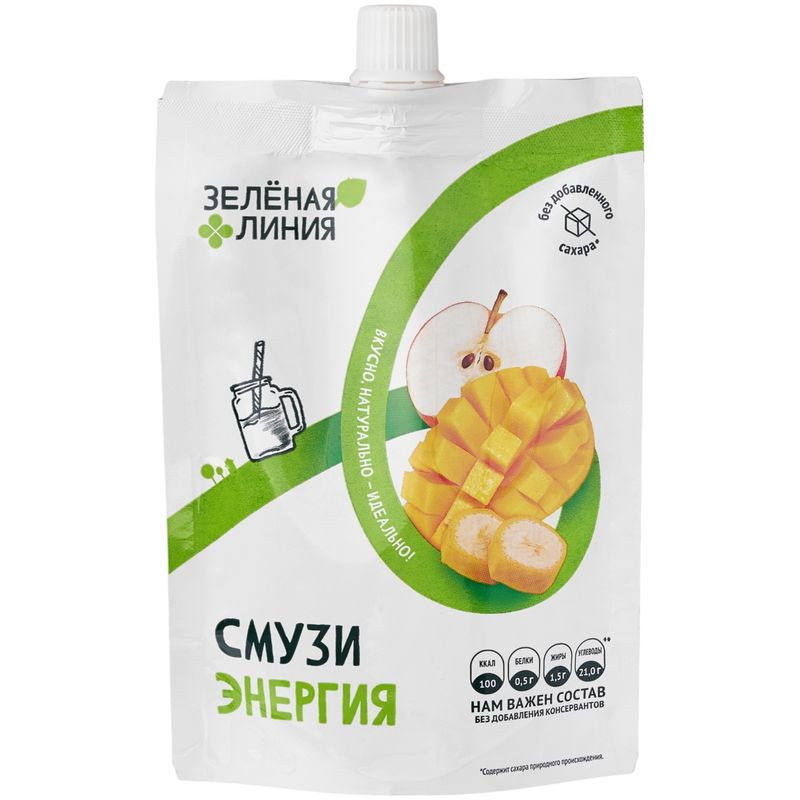 Изображение товара Пюре Смузи Энергия с семенами чиа льна и гуараной 120г Зелёная Линия