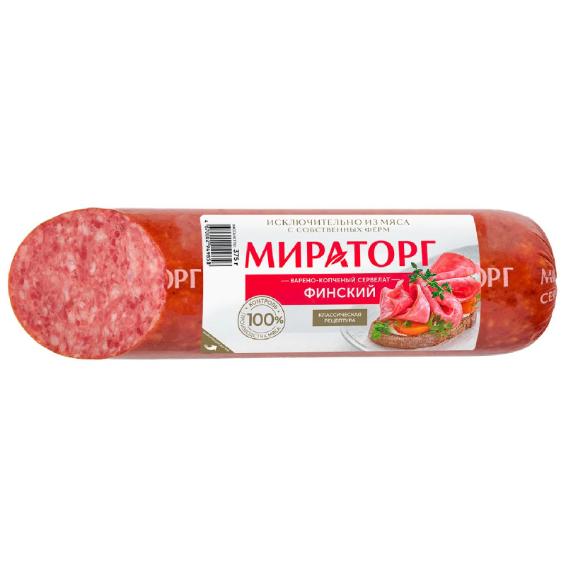 Изображение товара Сервелат варёно-копчёный Мираторг Финский, 375г