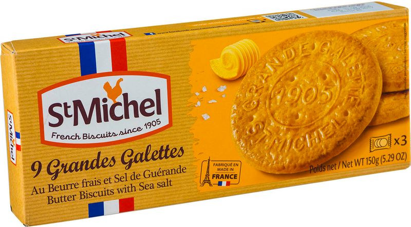 Изображение товара Печенье сливочное с морской солью St Michel 150 г, песочное, без начинки