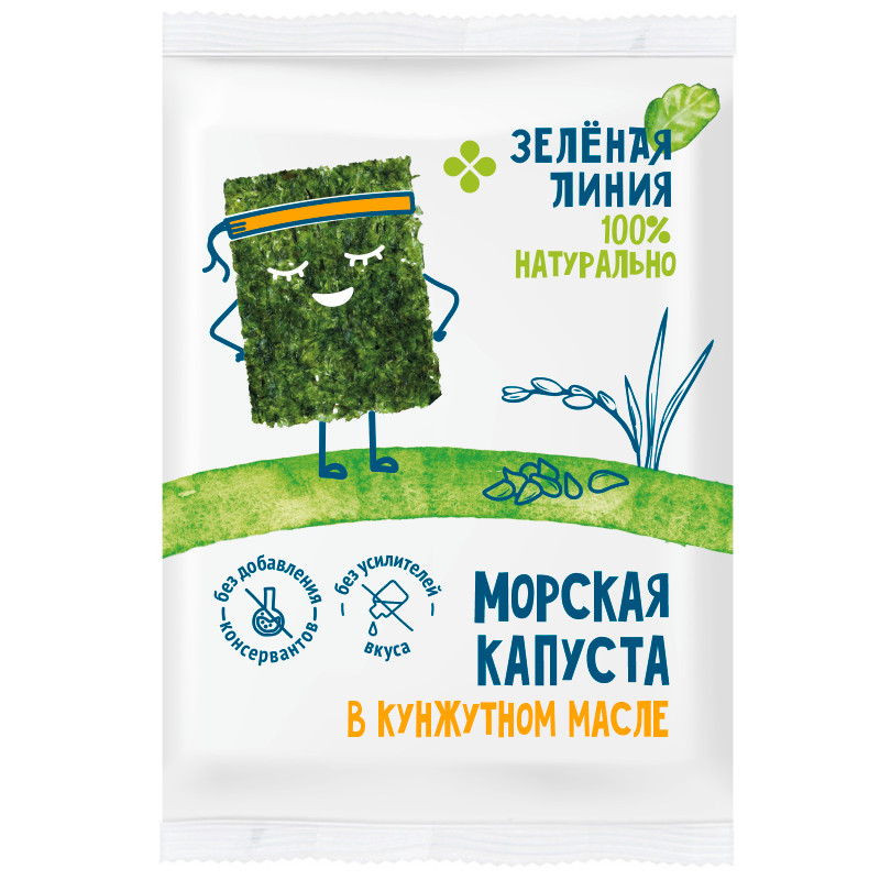 Изображение товара Капуста морская сушёная обжаренная в кунжутном масле Зелёная Линия, 5г