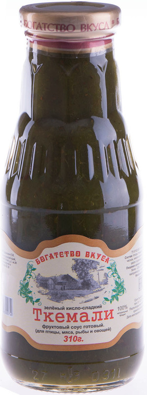 Изображение товара Соус фруктовый Богатство Вкуса Ткемали зеленый кисло-сладкий, 310мл