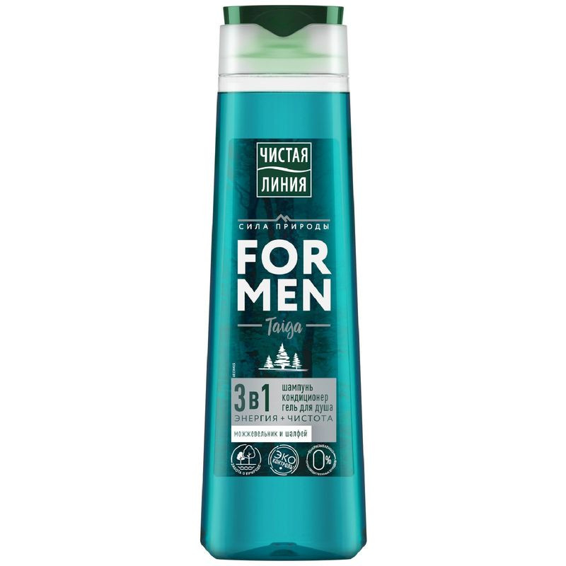 Изображение товара Шампунь и гель для душа Чистая Линия 3в1 Энергия + чистота для мужчин 400мл