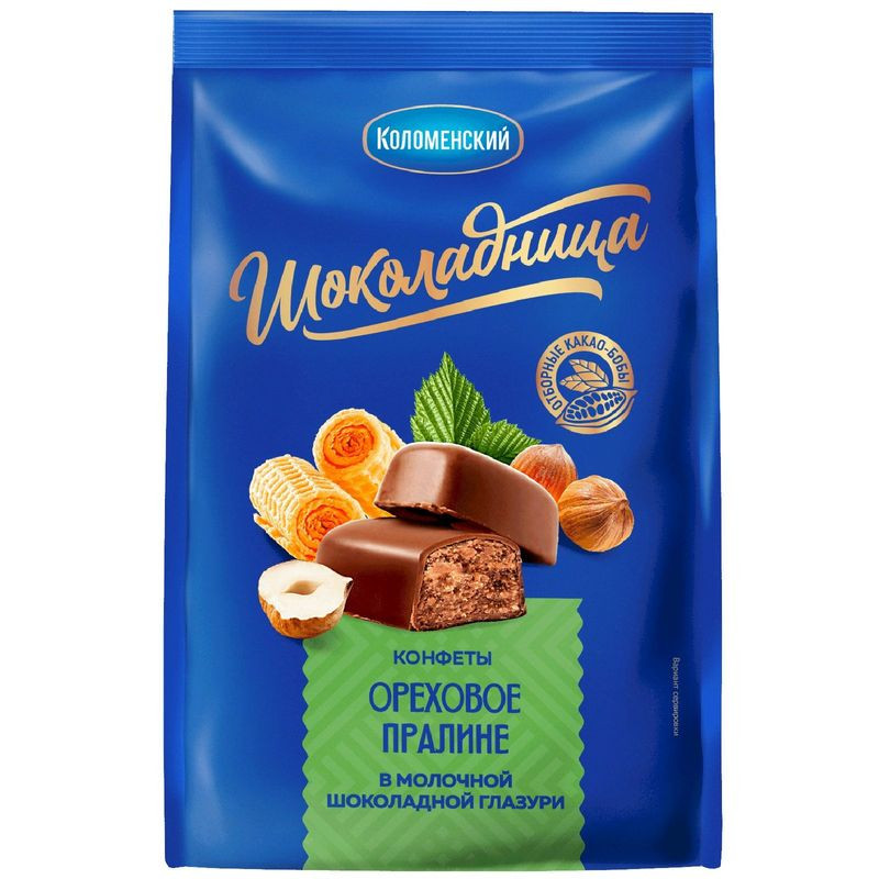 Изображение товара Конфеты Коломенский Пралине в молочной шоколадной глазури 160г